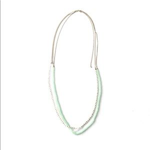 LC 18” Lightweight Gold Green and Clear Necklace